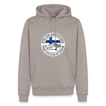 Finland Alaska Adventures - flag & huskys - Männer Premium Bio Hoodie - Taupe - Vorne - Nico (187cm)