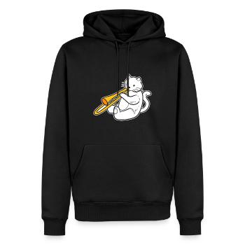 Katze spielt Posaune Posaunistin - Männer Premium Bio Hoodie - Schwarz - Vorne - Nico (187cm)