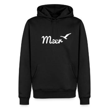 ocean and seagull océan et mouette - Sweat à capuche Premium bio Homme - noir - Devant - Nico (187cm)