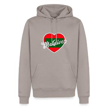 Maldives - Men’s Premium Organic Hoodie - taupe - Front - Nico (187cm)