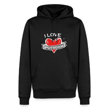 Potsdam - Ich liebe Stadtnamen in Tattoo Stil - Männer Premium Bio Hoodie - Schwarz - Vorne - Nico (187cm)