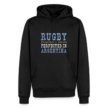 Rugby Perfected In Argentina Rugby - Männer Premium Bio Hoodie - Schwarz - Vorne - Nico (187cm)
