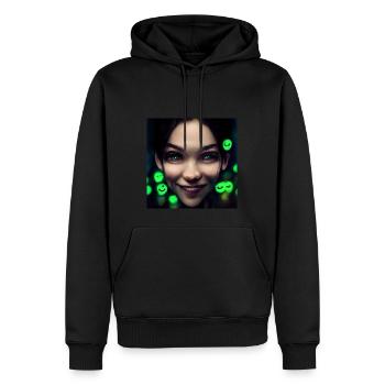Dark creepy girl smiling face - Männer Premium Bio Hoodie - Schwarz - Vorne - Nico (187cm)
