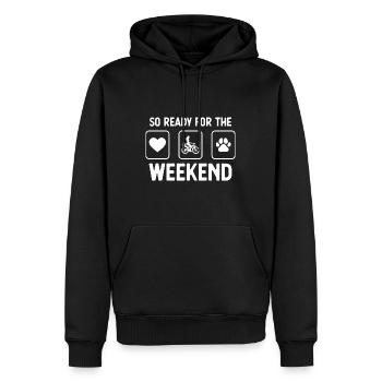 So bereit für das Wochenende - Hundepfote - Radfah - Männer Premium Bio Hoodie - Schwarz - Vorne - Nico (187cm)