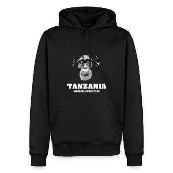 Tansania - Schimpanse - Männer Premium Bio Hoodie - Schwarz - Vorne - Nico (187cm)