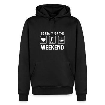 So bereit für das Wochenende - Kaffee - Kerl auf d - Männer Premium Bio Hoodie - Schwarz - Vorne - Nico (187cm)