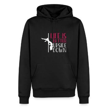 Pole Dance Shirt La vie est mieux à l’envers Cadeau - Sweat à capuche Premium bio Homme - noir - Devant - Nico (187cm)