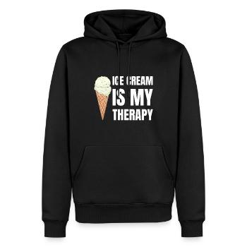 La crème glacée est ma thérapie Eiscreme - Sweat à capuche Premium bio Homme - noir - Devant - Nico (187cm)