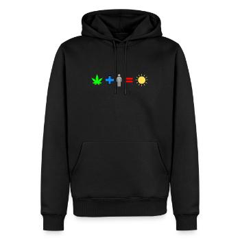 Kiffen macht Glücklich - Cannabis Symbole bunt - Männer Premium Bio Hoodie - Schwarz - Vorne - Nico (187cm)