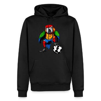 Fussballer Papagei - Männer Premium Bio Hoodie - Schwarz - Vorne - Nico (187cm)
