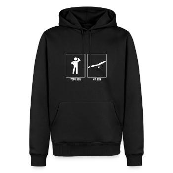 Your Son - My Son - Sky Gliding Flight Frontansi - Men’s Premium Organic Hoodie - black - Front - Nico (187cm)