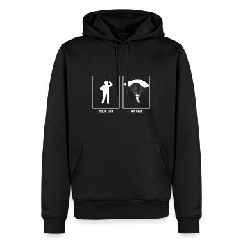 Dein Vater - Mein Vater - Gleitschirmfliegen - Männer Premium Bio Hoodie - Schwarz - Vorne - Nico (187cm)