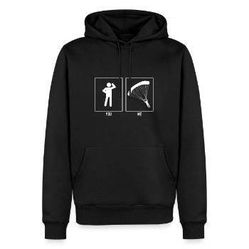 Du - Ich - Gleitschirmfliegen Lehnen Links Vektor - Männer Premium Bio Hoodie - Schwarz - Vorne - Nico (187cm)