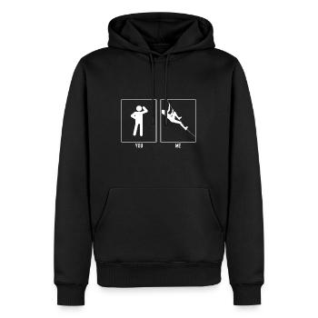 Vous - I - Escalade en diagonale - Sweat à capuche Premium bio Homme - noir - Devant - Nico (187cm)