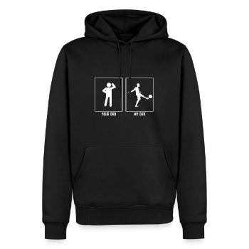 Ton père - Mon père - Jonglerie de football - Sweat à capuche Premium bio Homme - noir - Devant - Nico (187cm)