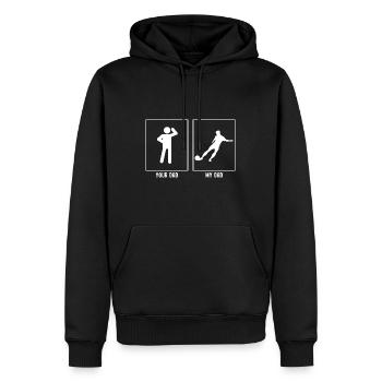 Ton père - Mon père - Coup de pied de football - Sweat à capuche Premium bio Homme - noir - Devant - Nico (187cm)