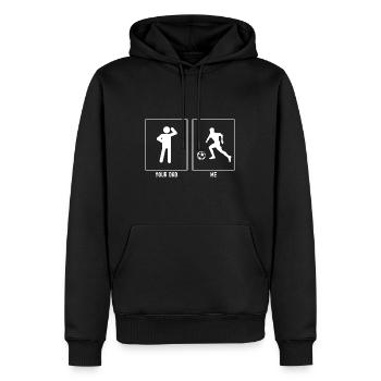 Your Father - Me - Playing Football - Men’s Premium Organic Hoodie - black - Front - Nico (187cm)