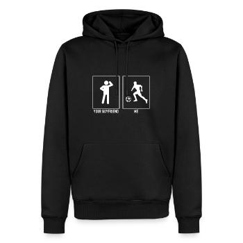 Your Friend - Me - Football Header Left - Men’s Premium Organic Hoodie - black - Front - Nico (187cm)
