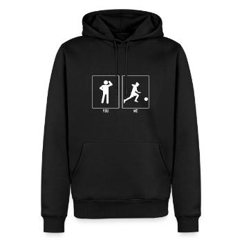 You - Me - Soccer Kid - Men’s Premium Organic Hoodie - black - Front - Nico (187cm)