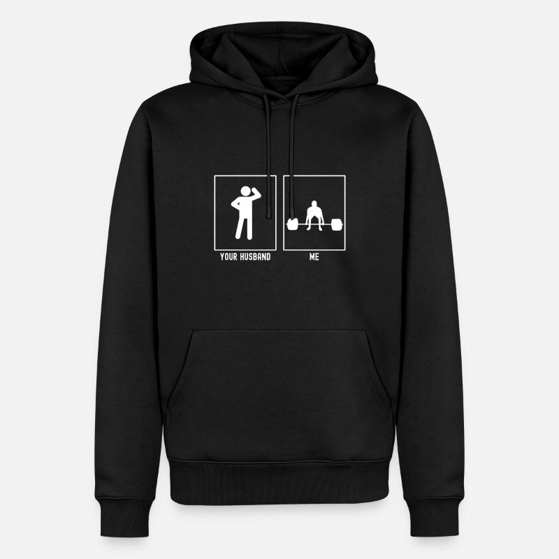 Son mari - Moi - Activité physique - Sweat à capuche Premium bio Homme - noir