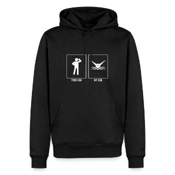 Your son - My son - Swimming with goggles - Men’s Premium Organic Hoodie - black - Front - Nico (187cm)