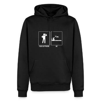 Votre ami - Moi - Chasse aux oiseaux - Sweat à capuche Premium bio Homme - noir - Devant - Nico (187cm)