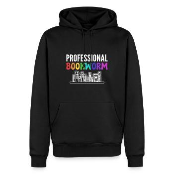 Professional Bookworm Bücherwurm - Männer Premium Bio Hoodie - Schwarz - Vorne - Nico (187cm)