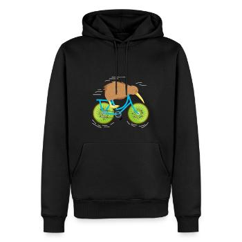Kiwi On Cycle Cycling - Männer Premium Bio Hoodie - Schwarz - Vorne - Nico (187cm)