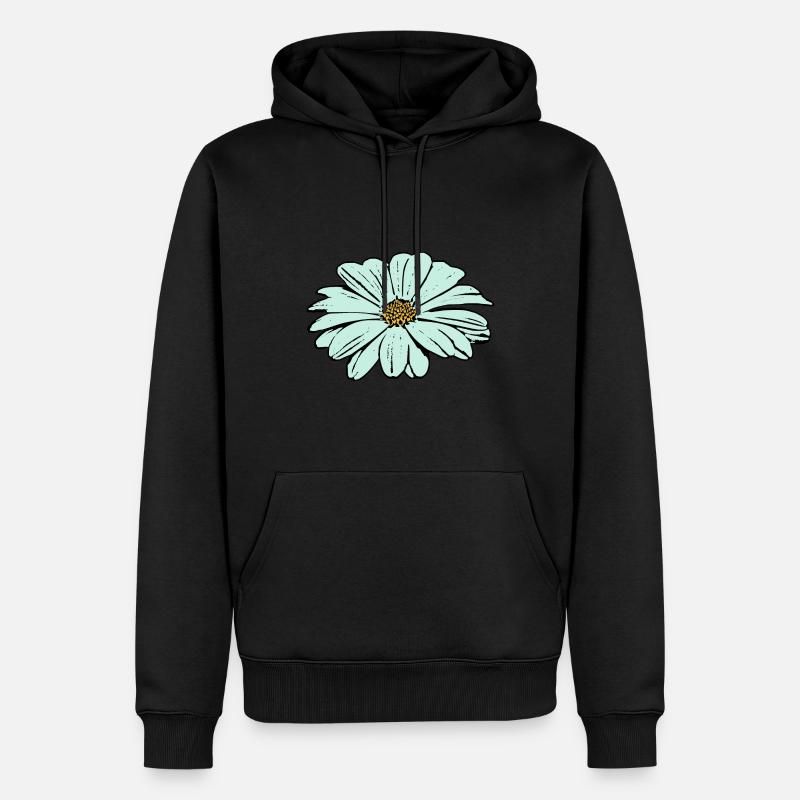 Blume hellblau blaue Blume - Männer Premium Bio Hoodie - Schwarz