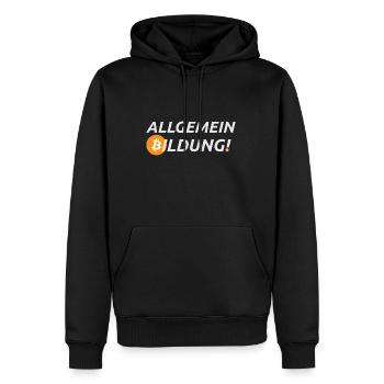 Allgemeinbildung Bitcoin - Spruch - Männer Premium Bio Hoodie - Schwarz - Vorne - Nico (187cm)