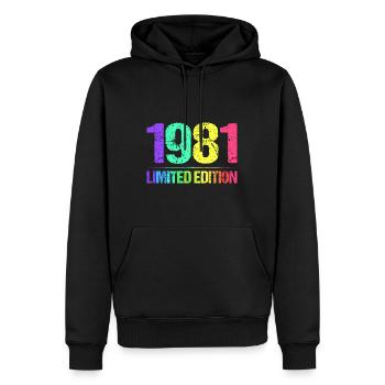 1981 Limited Edition Jahrgang 81er Retro Jahrgang - Männer Premium Bio Hoodie - Schwarz - Vorne - Nico (187cm)