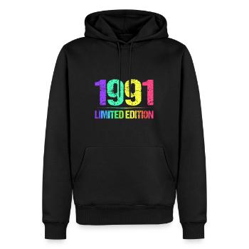 1991 Limited Edition Jahrgang 91er Retro Jahrgang - Männer Premium Bio Hoodie - Schwarz - Vorne - Nico (187cm)
