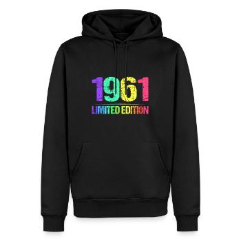 1961 Limited Edition Jahrgang 61er Retro Jahrgang - Männer Premium Bio Hoodie - Schwarz - Vorne - Nico (187cm)