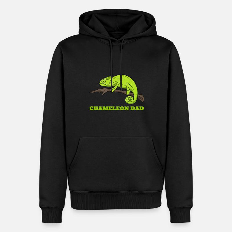 Chameleon Papa Caméléon Papa Biologiste - Sweat à capuche Premium bio Homme - noir
