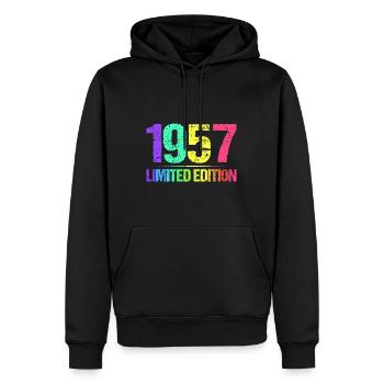 1957 Limited Edition Jahrgang 57er Retro Jahrgang - Männer Premium Bio Hoodie - Schwarz - Vorne - Nico (187cm)