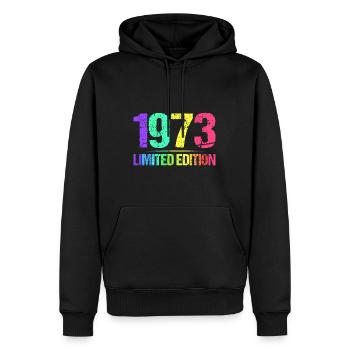 1973 Limited Edition Jahrgang 73er Retro Jahrgang - Männer Premium Bio Hoodie - Schwarz - Vorne - Nico (187cm)
