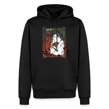 EATME_DARK_3 - Männer Premium Bio Hoodie - Schwarz - Vorne - Nico (187cm)