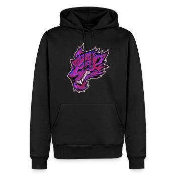 Tête de loup Tatouage Tête de Loup Graffiti Rose - Sweat à capuche Premium bio Homme - noir - Devant - Nico (187cm)