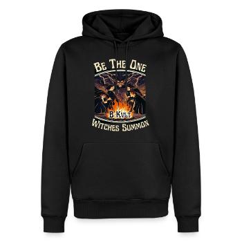 Soyez celui que les sorcières invoquent - Sweat à capuche Premium bio Homme - noir - Devant - Nico (187cm)