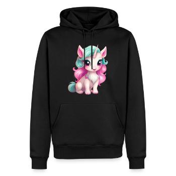 Bébé Licorne Rose Bleu - Sweat à capuche Premium bio Homme - noir - Devant - Nico (187cm)