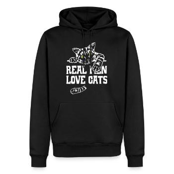 Real Men Love Cats - Männer Premium Bio Hoodie - Schwarz - Vorne - Nico (187cm)