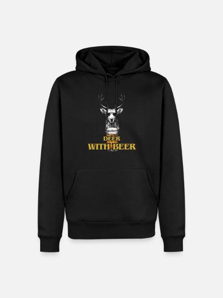 DEER WITH BEER - Men’s Premium Organic Hoodie - black