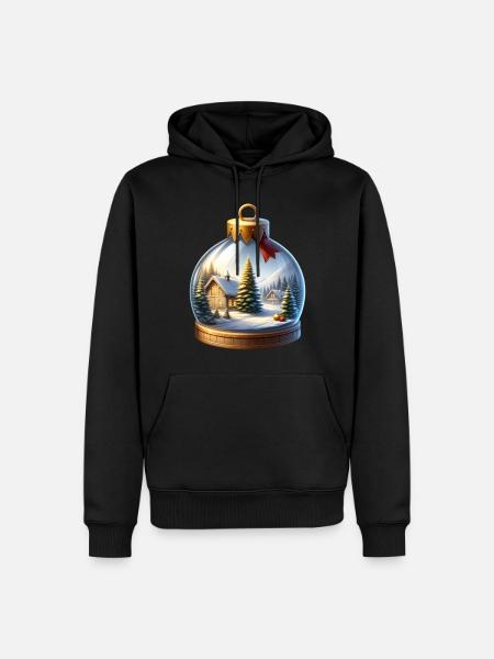 Weihnachtskugel Weihnachtsbäume Schnee - Männer Premium Bio Hoodie - Schwarz