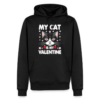 My Cat Is My Valentine - Men’s Premium Organic Hoodie - black - Front - Nico (187cm)