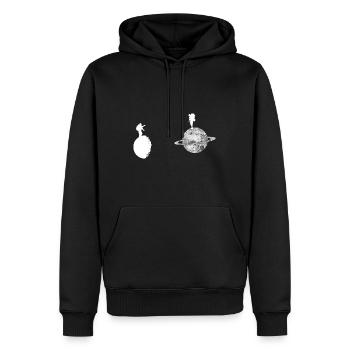 Planet - Wanderer - (2) - Männer Premium Bio Hoodie - Schwarz - Vorne - Nico (187cm)