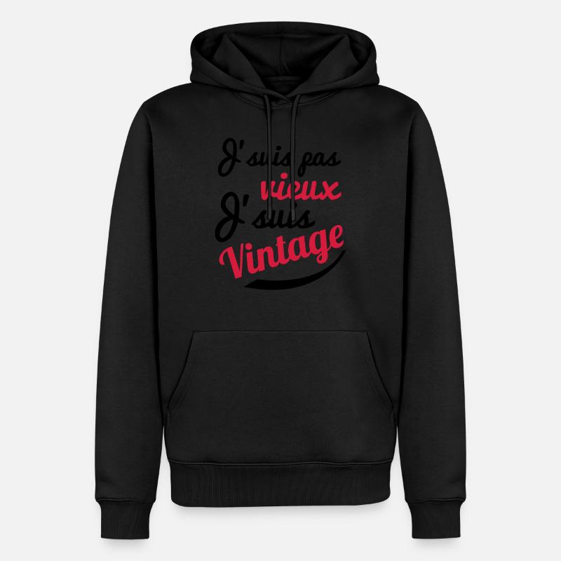 j'suis pas vieux vintage - Sweat à capuche Premium bio Homme - noir