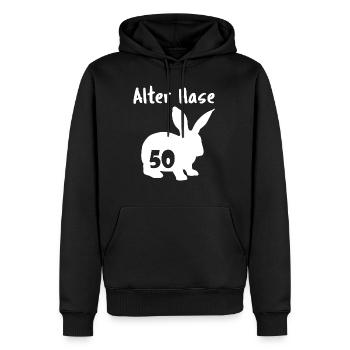 alter Hase 50. Geburtstag - Männer Premium Bio Hoodie - Schwarz - Vorne - Nico (187cm)