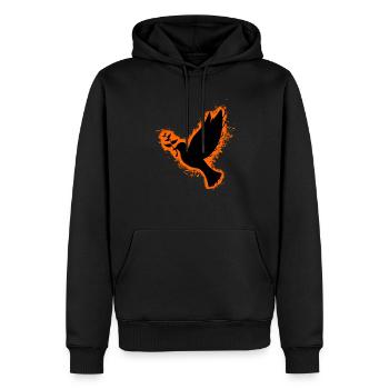 Silhouette Taube Orange und Schwarz Umriss - Männer Premium Bio Hoodie - Schwarz - Vorne - Nico (187cm)