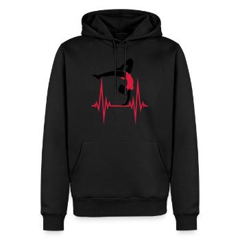 yoga puls herzschlag frequenz frau gymnastik sport - Männer Premium Bio Hoodie - Schwarz - Vorne - Nico (187cm)