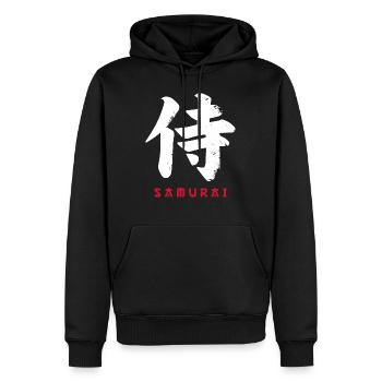 Japan Samurai Zeichen - Männer Premium Bio Hoodie - Schwarz - Vorne - Nico (187cm)